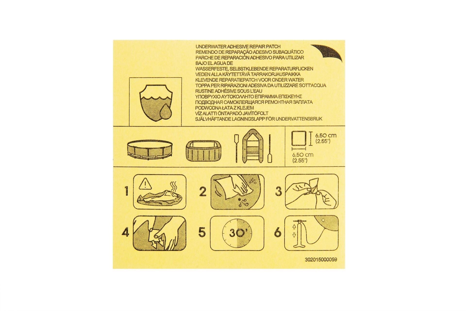 Bestway® 62091 Su Altı Güçlü Tamir Yama Seti 42.3 cm-kare 10'lu paket