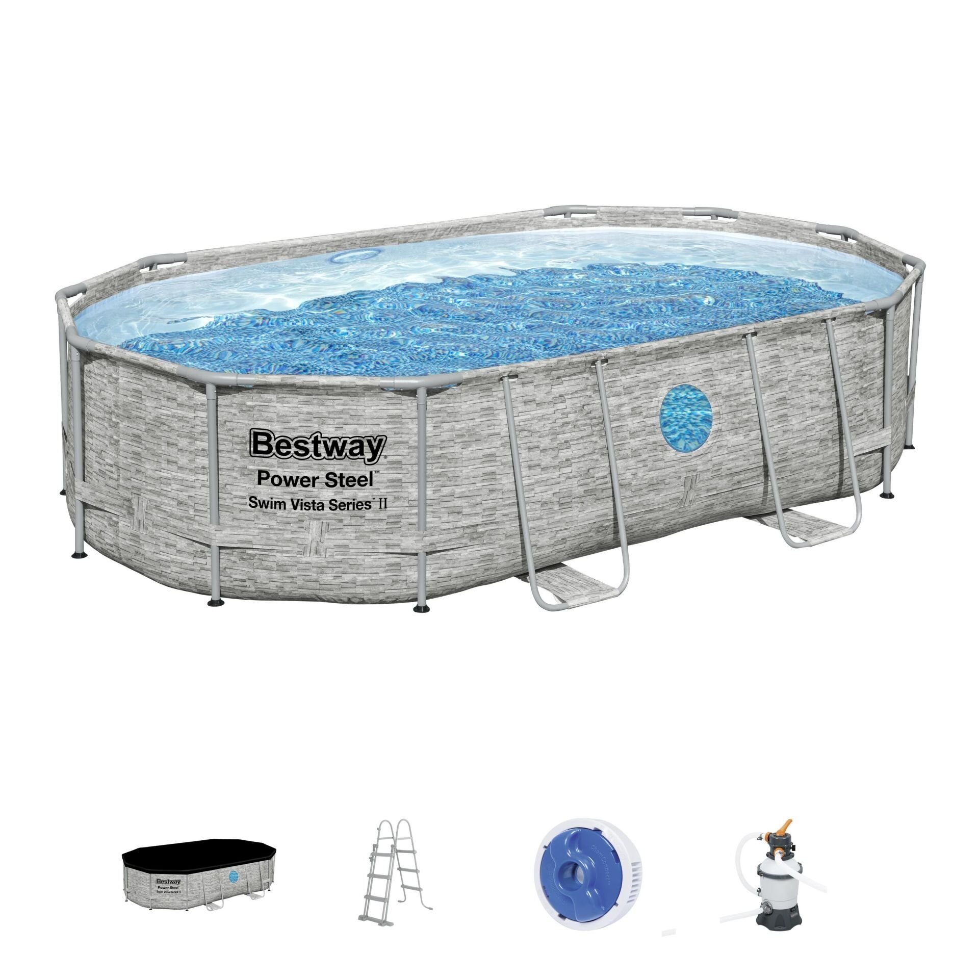 Bestway® 56946 Power Steel™ Vista Serisi 2- Prefabrik Yer Üstü Havuz Seti 4,88 m x 3,05 m x 1,07 m