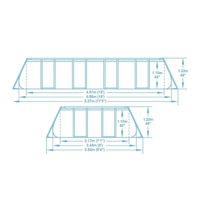 Power Steel™ 56671 Prefabrik Dikdörtgen Yer Üstü Havuz Seti 4,88 m x 2,44 m x 1,22 m