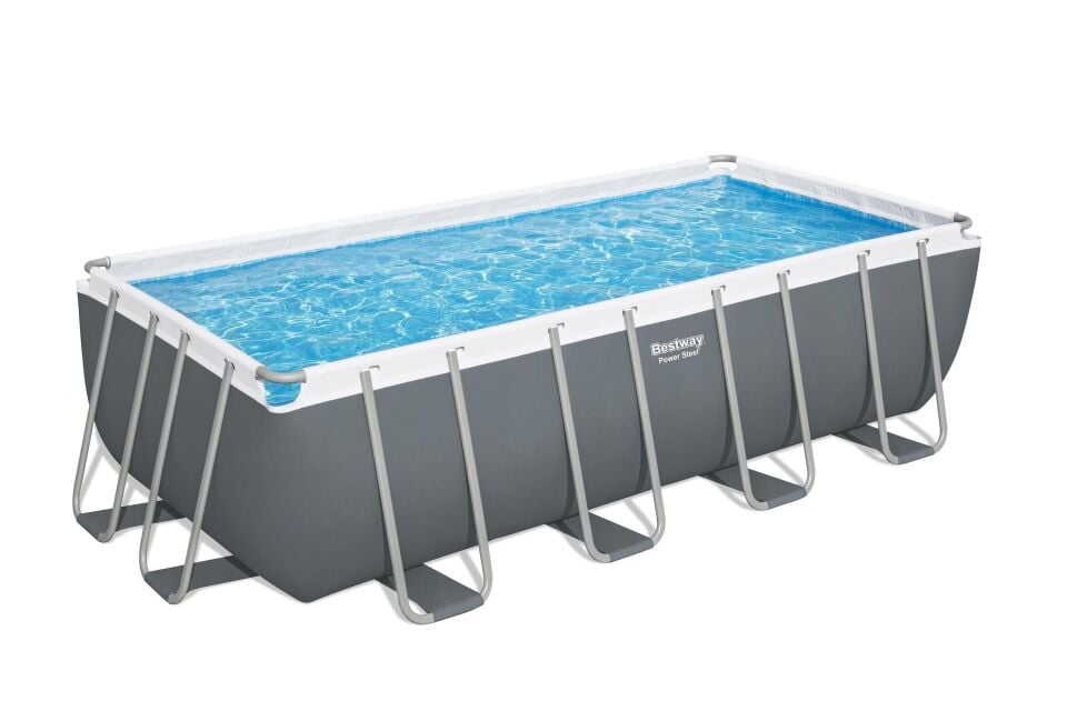 Power Steel™ 56671 Prefabrik Dikdörtgen Yer Üstü Havuz Seti 4,88 m x 2,44 m x 1,22 m