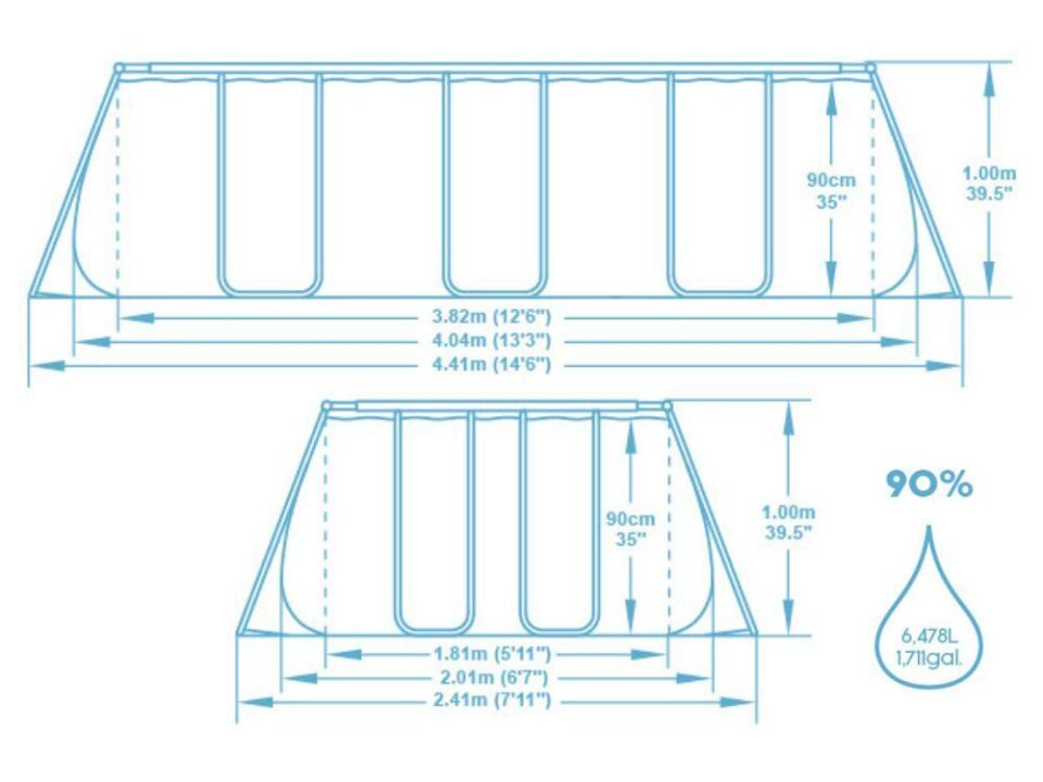 Bestway® 56721 Power Steel™ Prefabrik Yerüstü Havuz 4,04 m x 2,01 m x 1,00 m