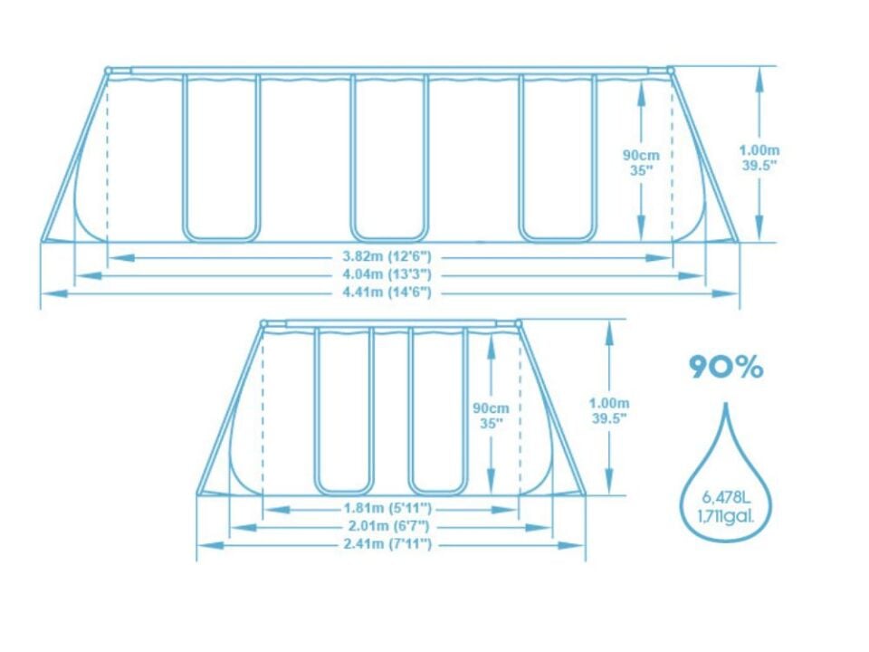 Bestway® 56442 Power Steel™ Prefabrik Yer Üstü Havuz Seti 4,04 m x 2,01 m x 1,00 m