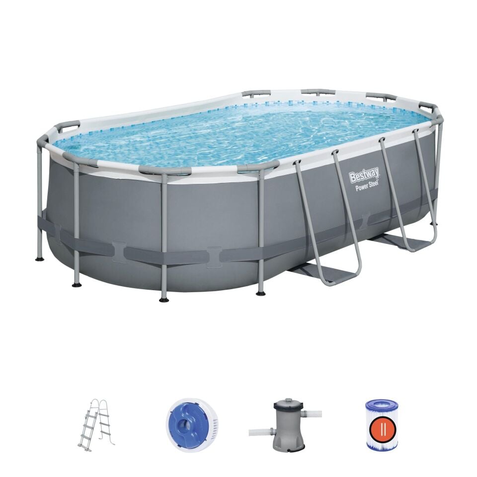 Bestway® 56620 Power Steel™ Prefabrik Yer Üstü Oval Havuz Seti 4,27 m x 2,50 m x 1,00 m