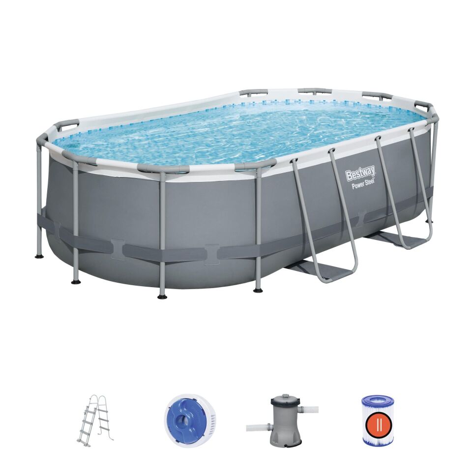 Bestway® 56620 Power Steel™ Prefabrik Yer Üstü Oval Havuz Seti 4,27 m x 2,50 m x 1,00 m