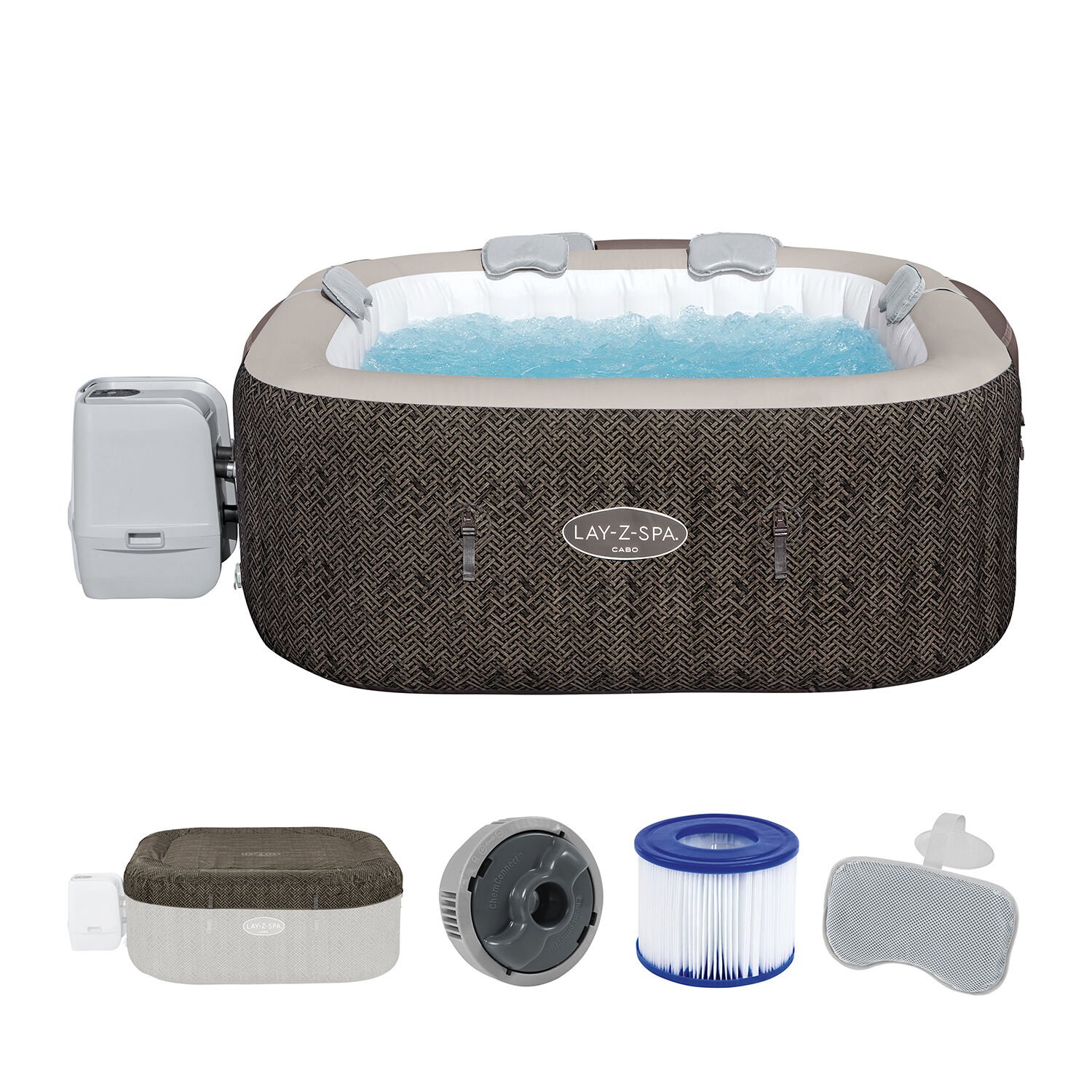 Lay-Z-Spa® 60167 Cabo Smart HydroJet™ Şişme Spa Havuzu, Mobil Uygulama Kontrollü, 4-6 kişilik 180 X 180 X 71 cm