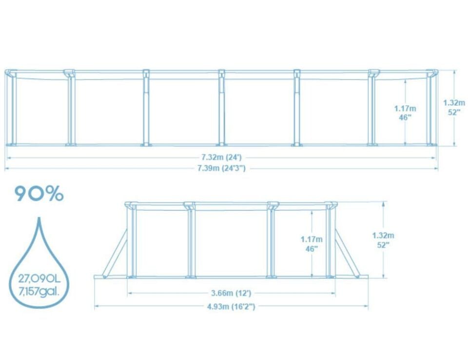 Bestway® 561CW Hydrium™ Çelik Duvarlı Oval Yerüstü Havuz Seti 7,32 m x 3,66 m x 1,32 m