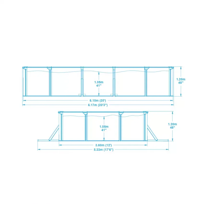 Bestway® 56369 Hydrium™ Çelik Duvarlı Prefabrik Yer Üstü Havuz Seti 6,10 m x 3,66 m x 1,22 m