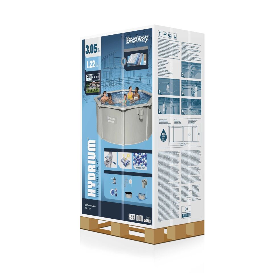 Bestway® 56566 Hydrium™ Çelik Duvarlı Prefabrik Yer Üstü Havuz Seti 3,05m x 1,22 m