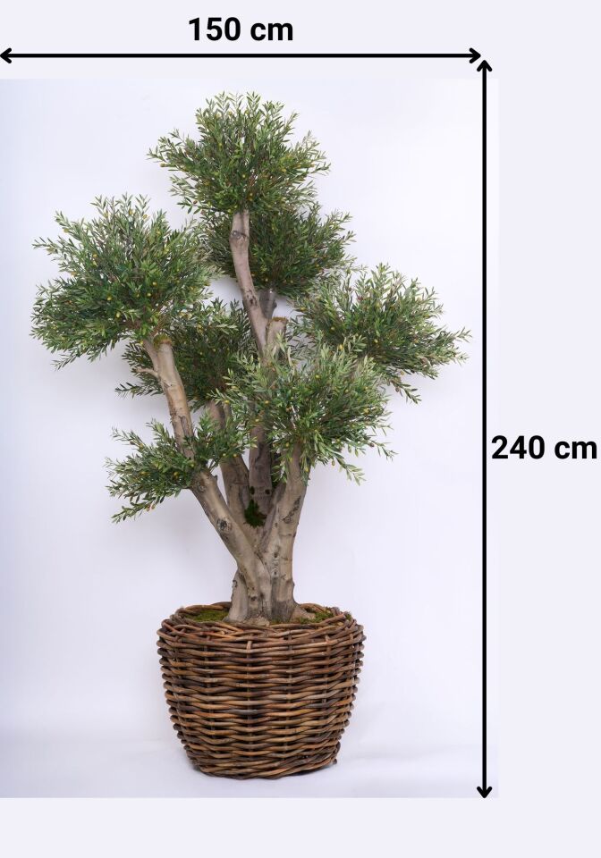 Doğal Gövde Yapay Zeytin UV Ağaç Saksılı 150 X 240 cm SZ2207-008
