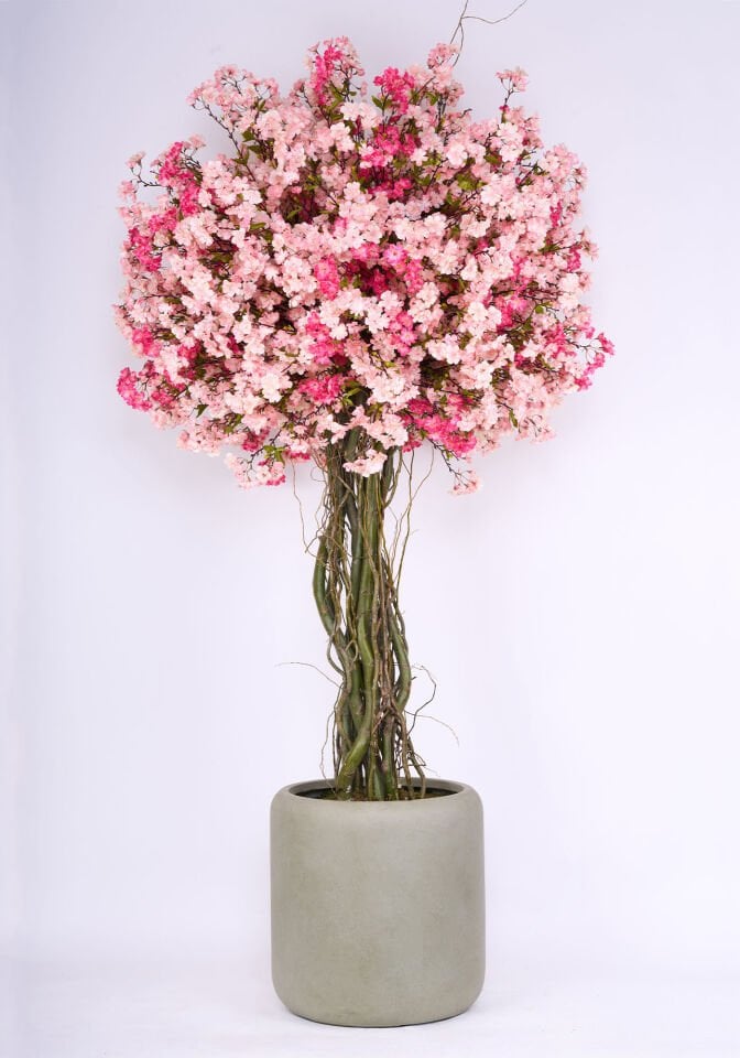 Doğal Ağaç Gövdeli Yapay Bahar Dalı Ağaç Saksılı 130 X 220 cm SB7480-031