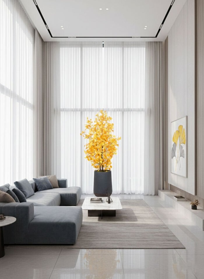 Hazır Gövde Yapay Ginkgo Ağaç Saksılı 100 X 210 cm SB3518-024