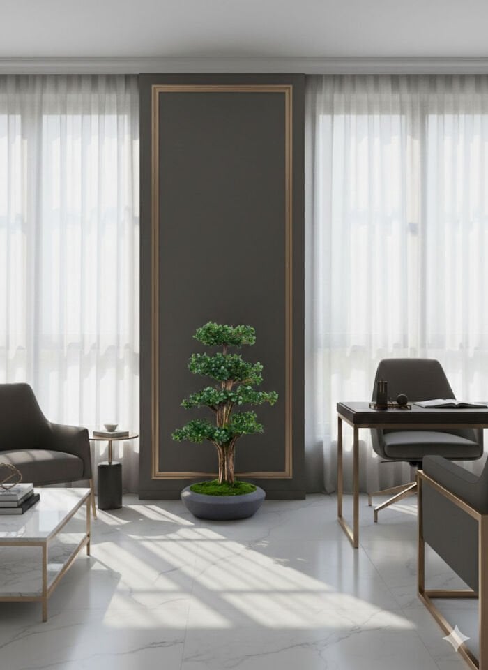 Doğal Gövdeli Yapay Bonsai Ağaç Saksılı 50 X 110 cm SA2195-015