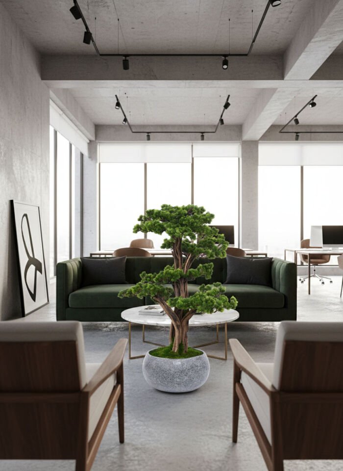 Doğal Gövdeli Yapay Bonsai Ağaç Saksılı 50 X 110 cm SA2236-030