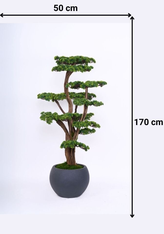 Doğal Gövdeli Yapay Bonsai Ağaç Saksılı 50 X 170 cm SA2238-045