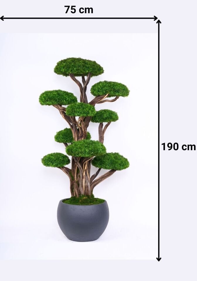 Doğal Gövdeli Yapay Bonsai Ağaç Saksılı 75 X 190 cm YSA-1053