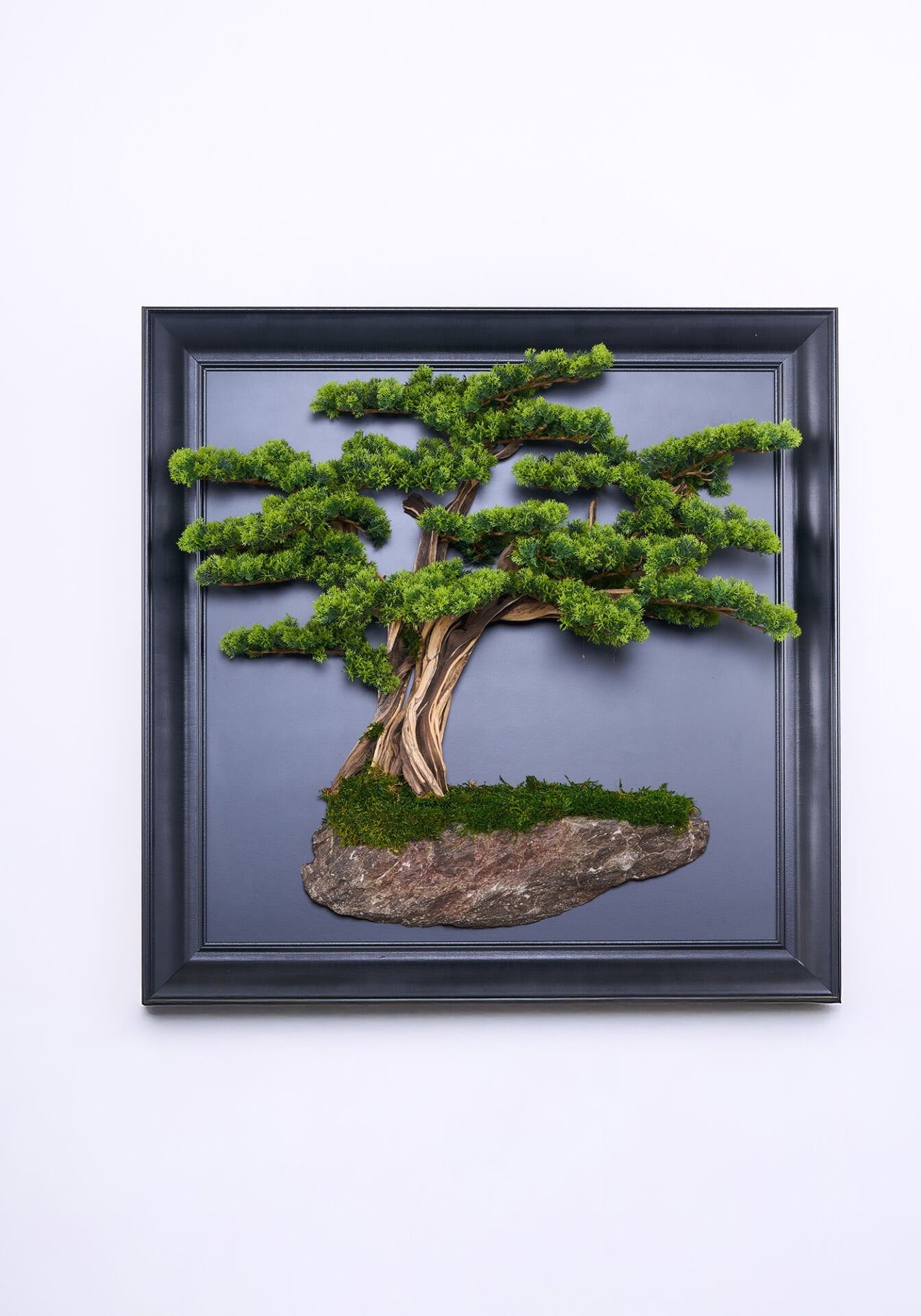 Doğal Ağaç Gövdeli Yapay Bonsai Tablo Dikdörtgen 100 X 100 cm TB-1261