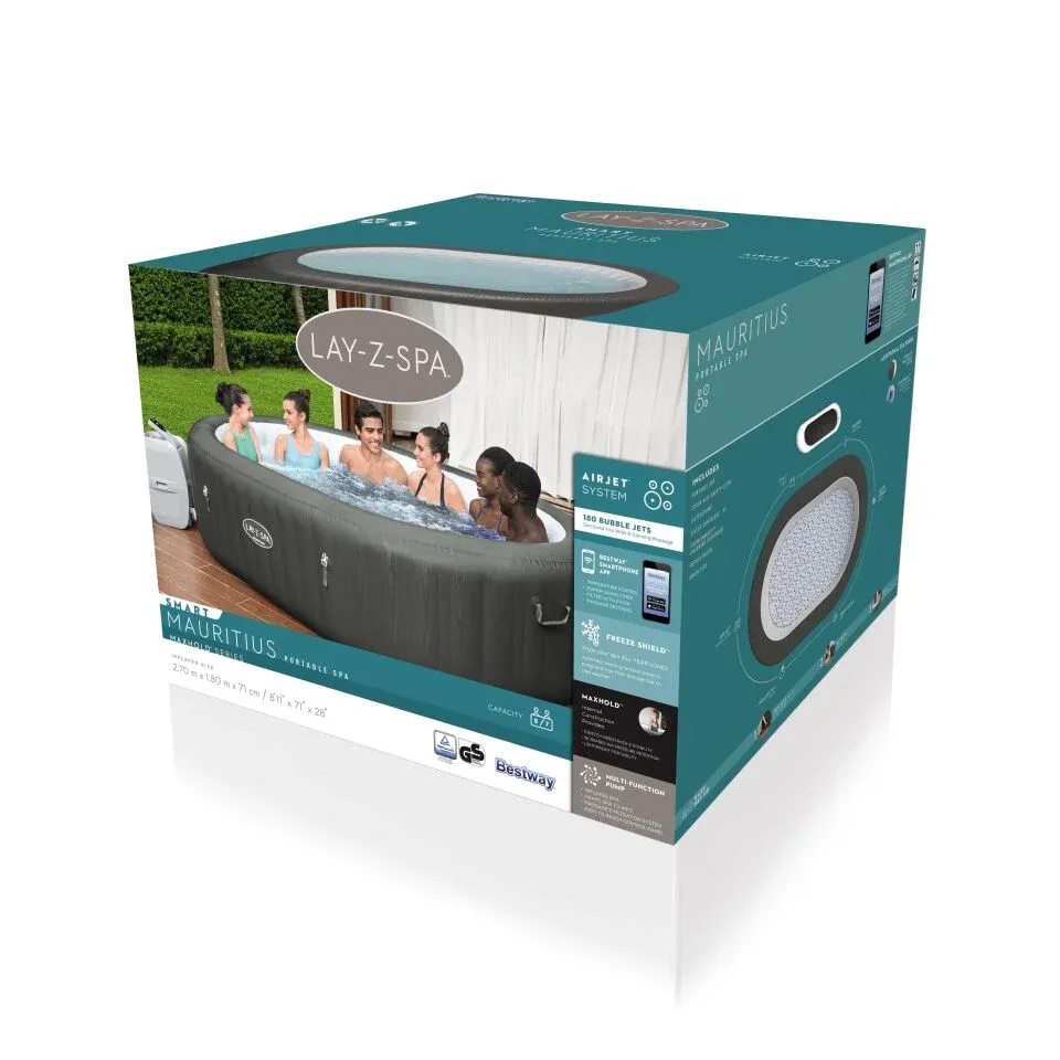 Lay-Z-Spa® 60067 Mauritius Smart AirJet™ Şişme Spa Havuzu, 5-7 kişilik 270 X 180 X 71 cm