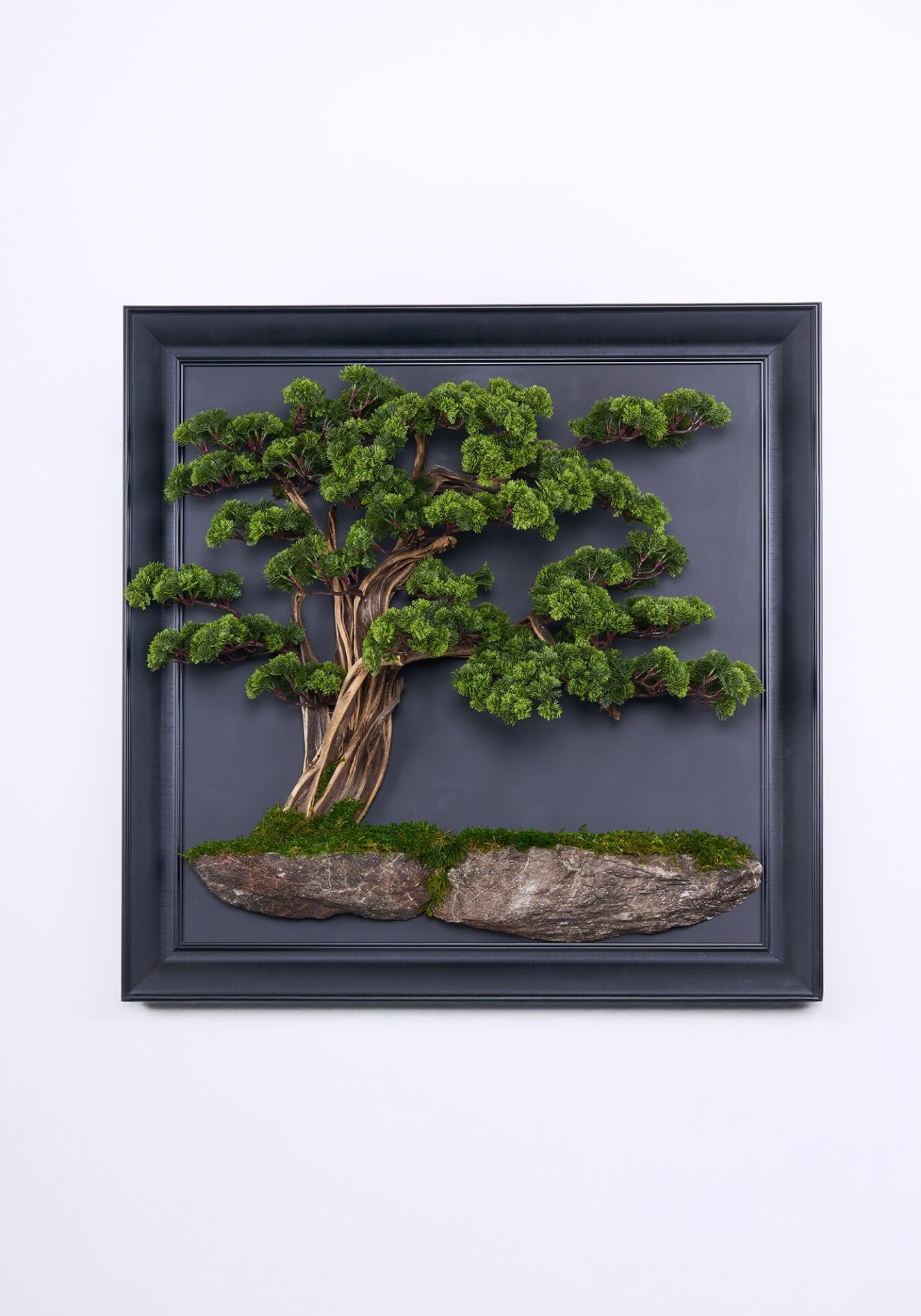 Doğal Ağaç Gövdeli Yapay Bonsai Tablo Dikdörtgen 100 X 100 cm TB-1303
