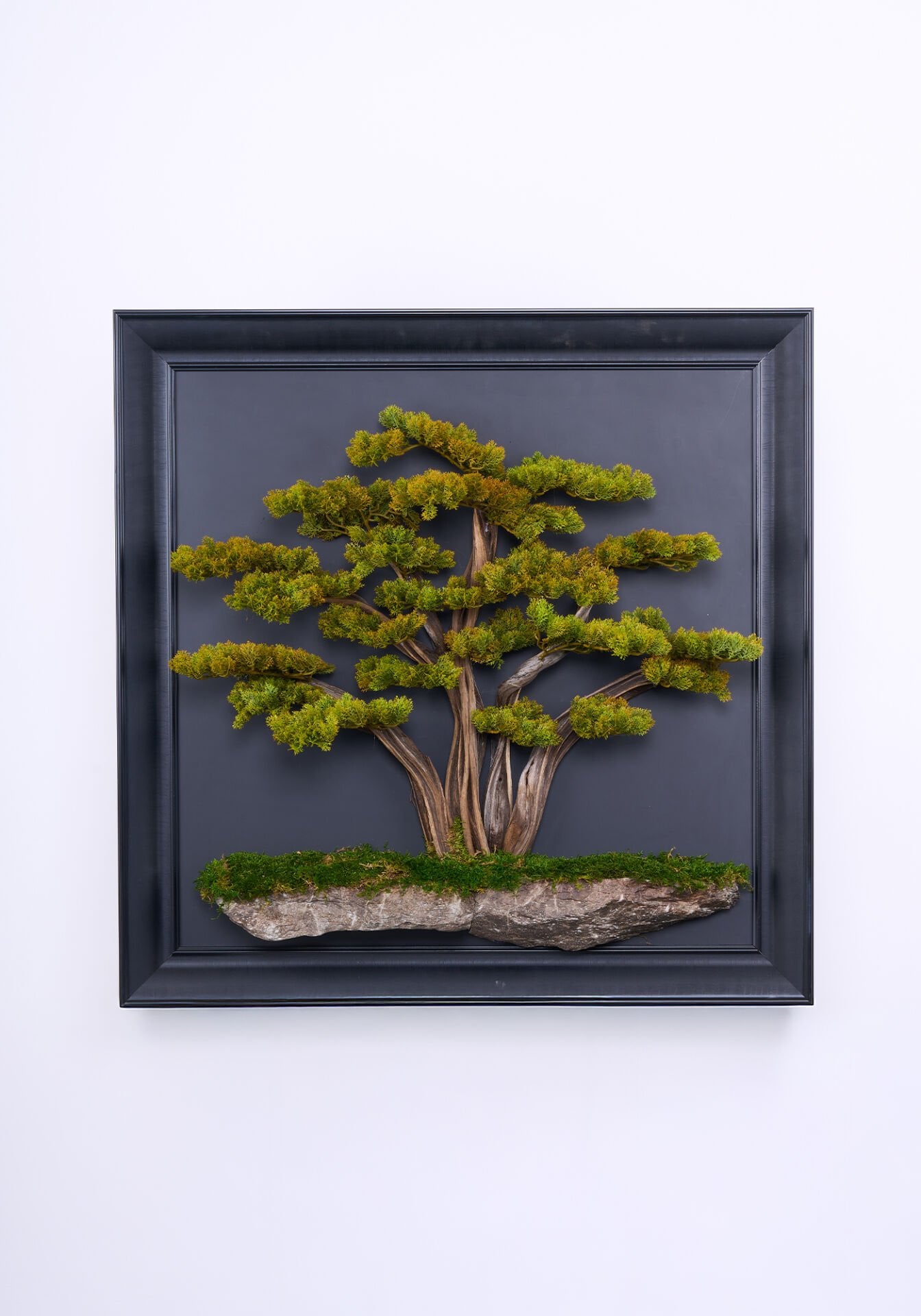 Doğal Ağaç Gövdeli Yapay Bonsai Tablo Dikdörtgen 100 X 100 cm TB-1305