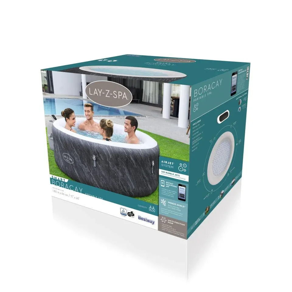 Lay-Z-Spa® 60175 Boracay Smart Signature AirJet™ Şişme Spa Havuzu, Mobil Uygulama Kontrollü, 2-4 kişilik 180 X 66 cm