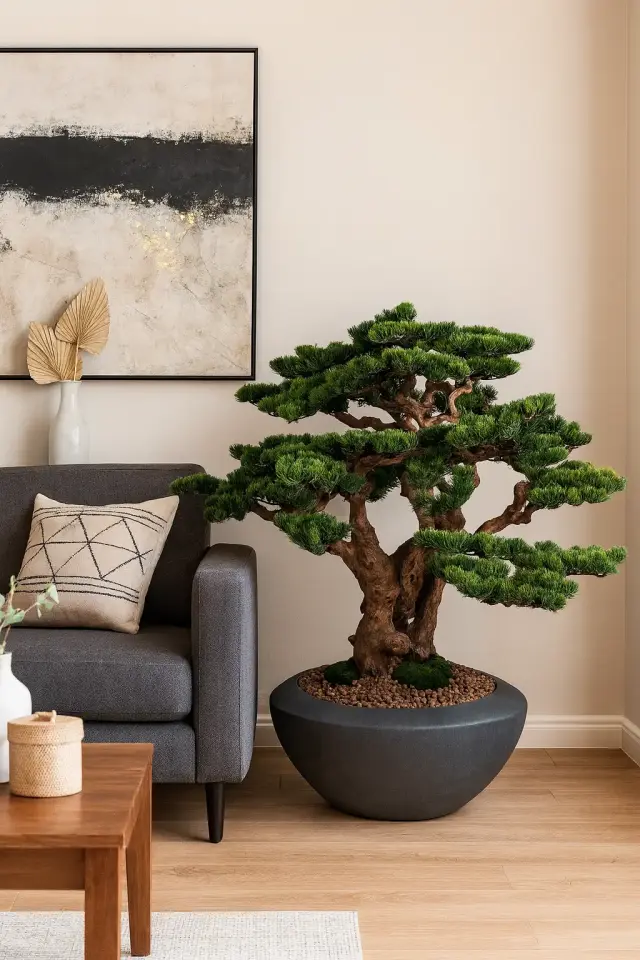 Doğal Gövdeli Yapay Bonsai Ağaç Saksılı 97 X 100 cm SA2192-004