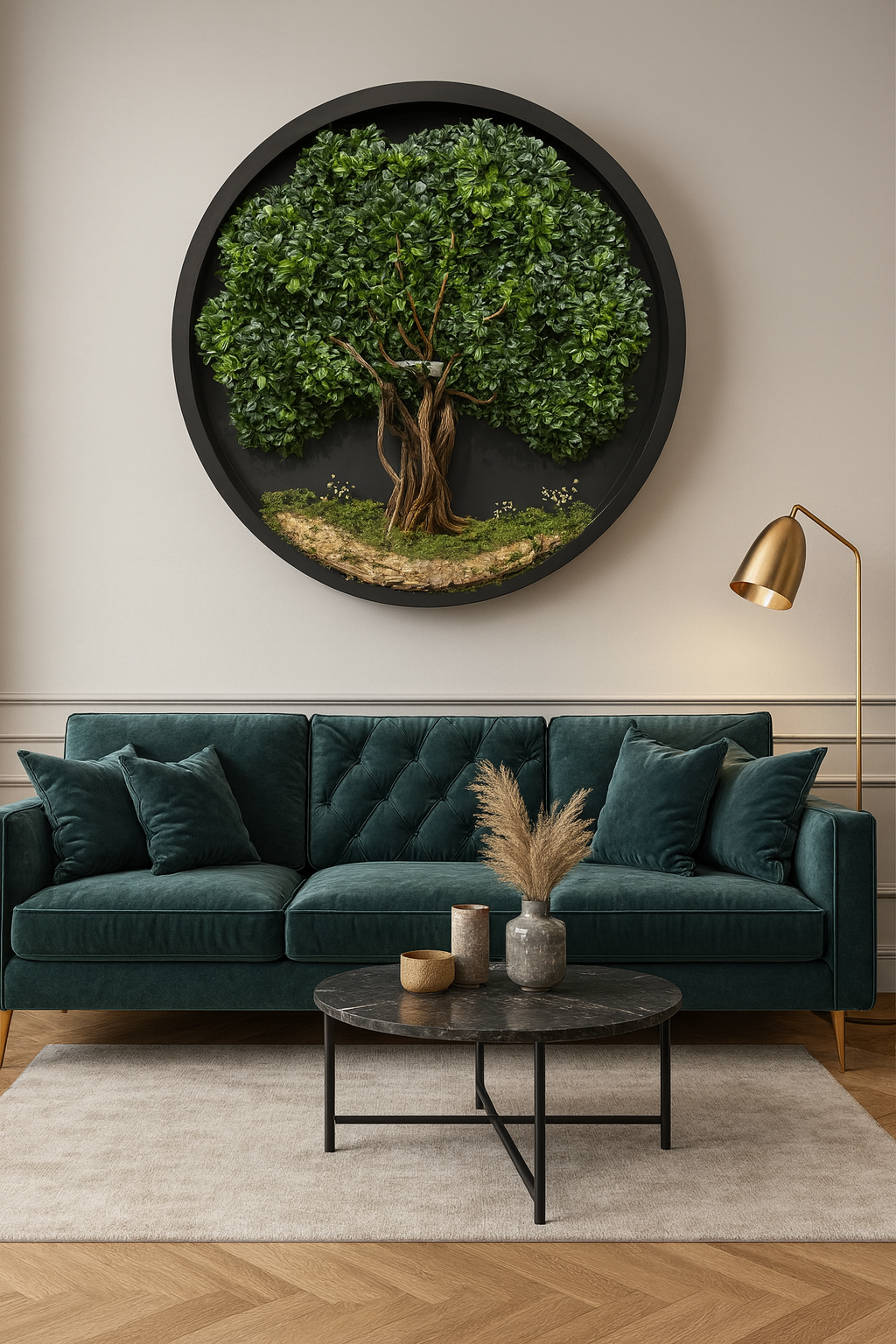 Doğal Ağaç Gövdeli Yapay Bonsai Tablo Daire 160 cm TB-1053