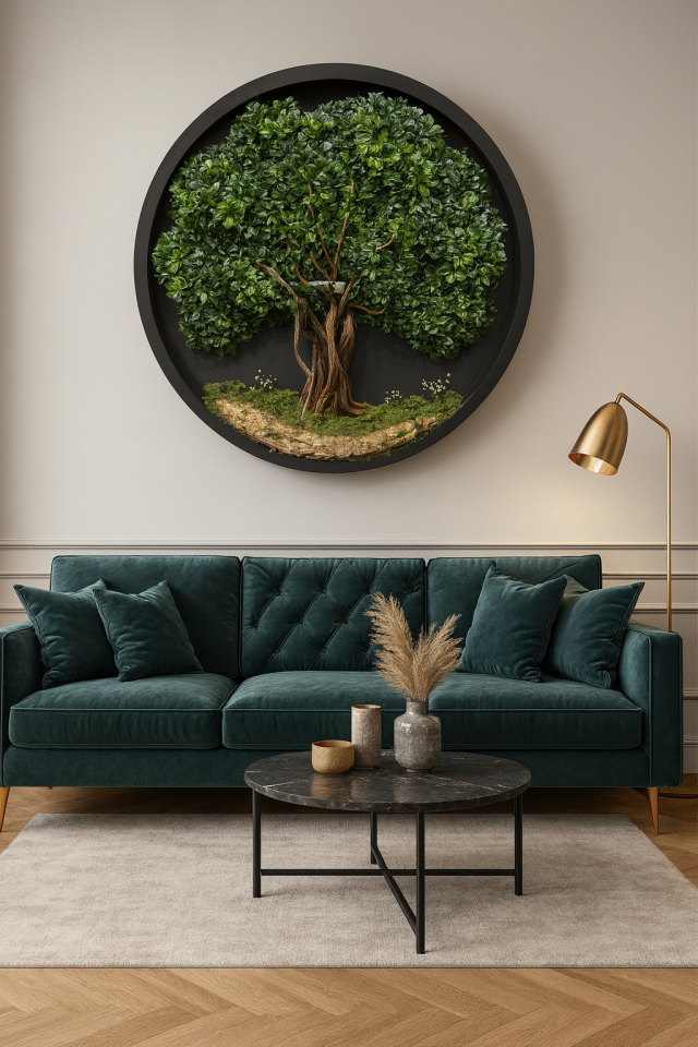 Doğal Ağaç Gövdeli Yapay Bonsai Tablo Daire 160 cm TB-1053