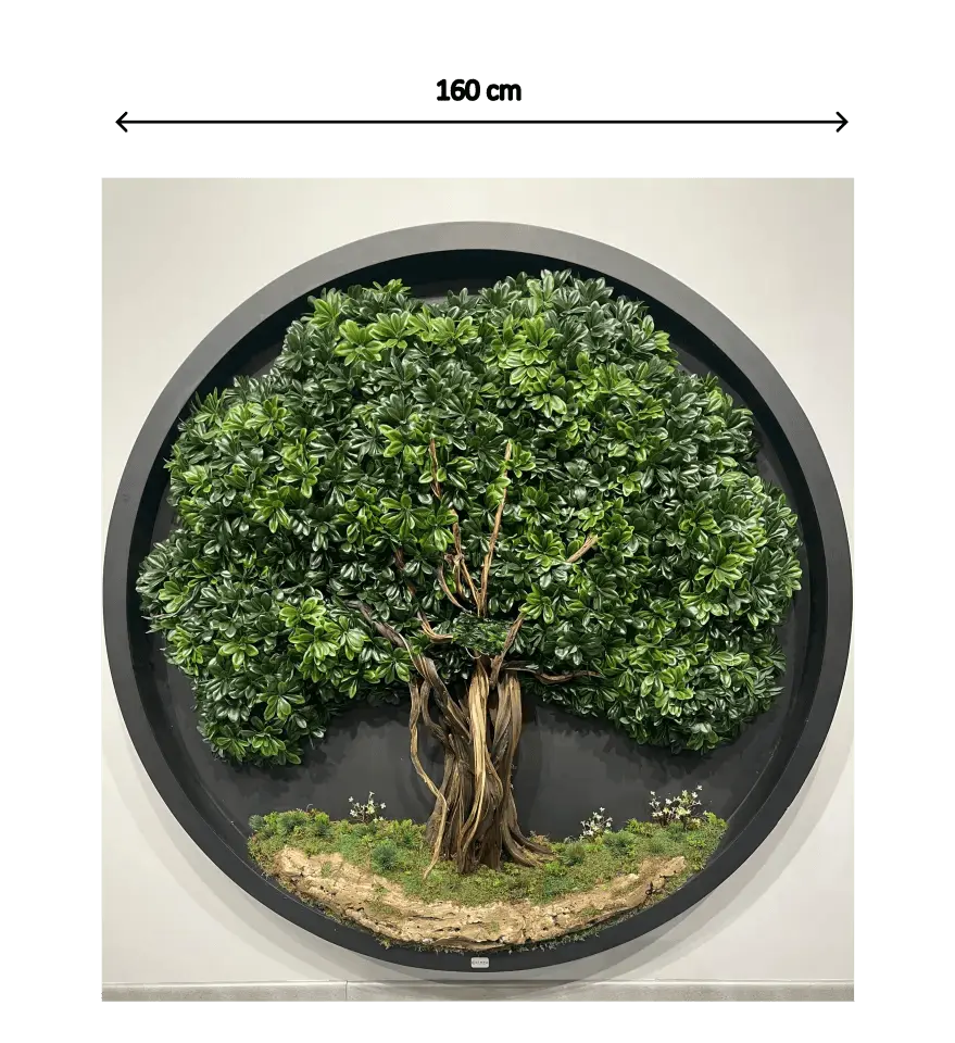 Doğal Ağaç Gövdeli Yapay Bonsai Tablo Daire 160 cm TB-1053