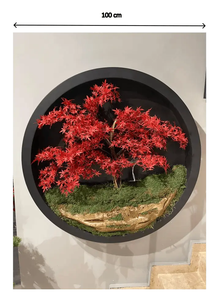 Doğal Ağaç Gövdeli Yapay Bonzai Tablo Daire 100 cm TB-1070