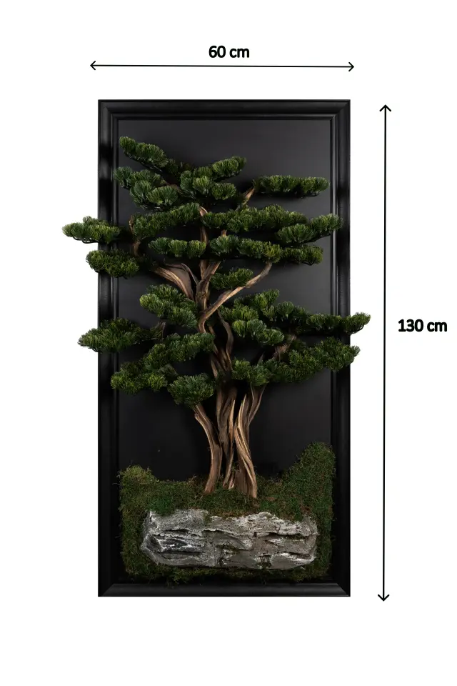 Doğal Ağaç Gövdeli Yapay Bonsai Tablo Dikdörtgen 60 X 130 cm TB-1104
