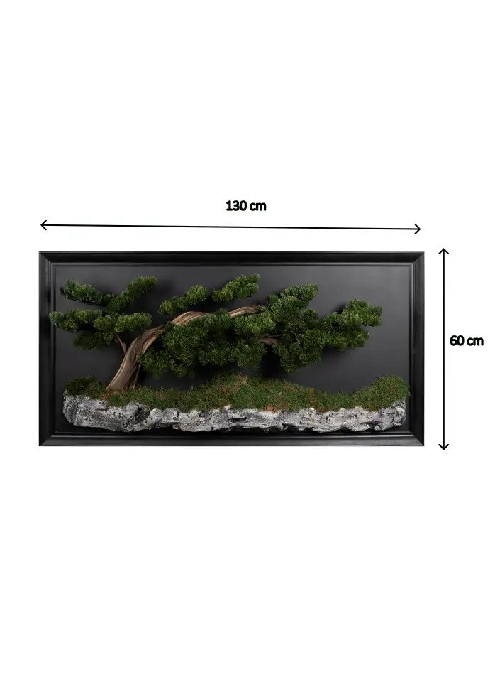 Doğal Ağaç Gövdeli Yapay Bonsai Tablo Dikdörtgen 60 X 130 cm TB-1105