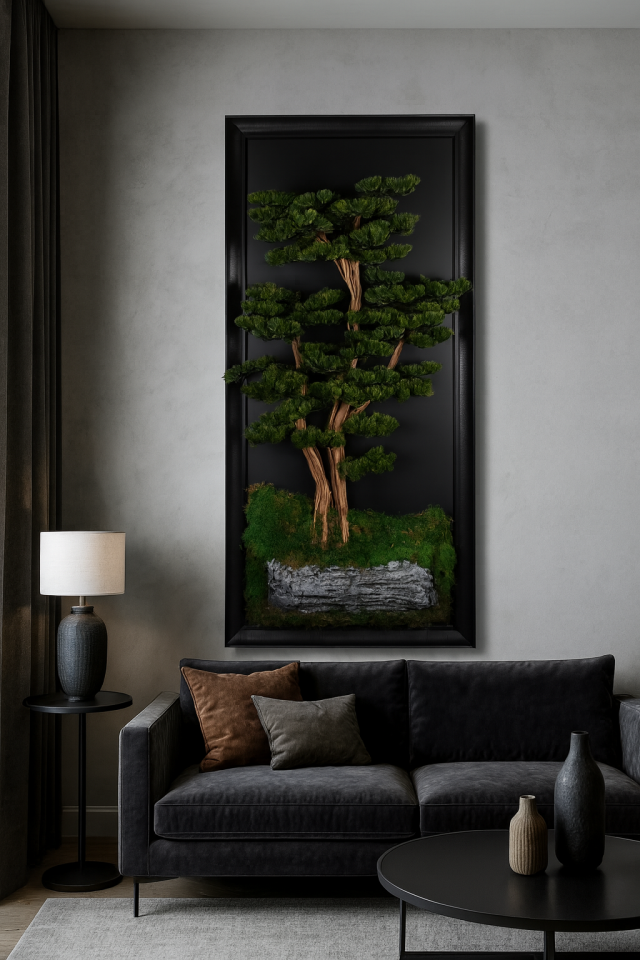 Doğal Ağaç Gövdeli Yapay Bonsai Tablo Dikdörtgen 89 X 194 cm TB-1107