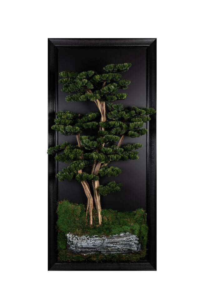 Doğal Ağaç Gövdeli Yapay Bonsai Tablo Dikdörtgen 89 X 194 cm TB-1107