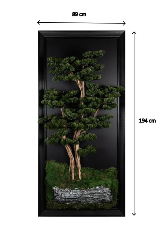 Doğal Ağaç Gövdeli Yapay Bonsai Tablo Dikdörtgen 89 X 194 cm TB-1107