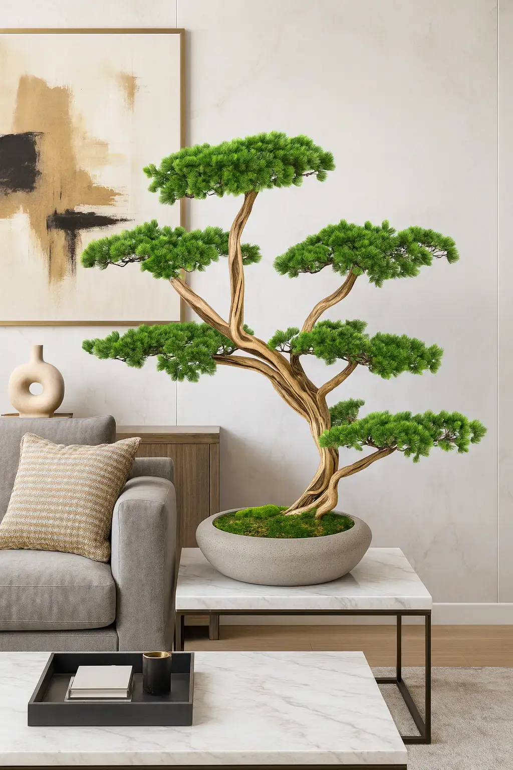 Doğal Gövdeli Yapay Bonsai Ağaç Saksılı 97 X 120 cm SA2236-005