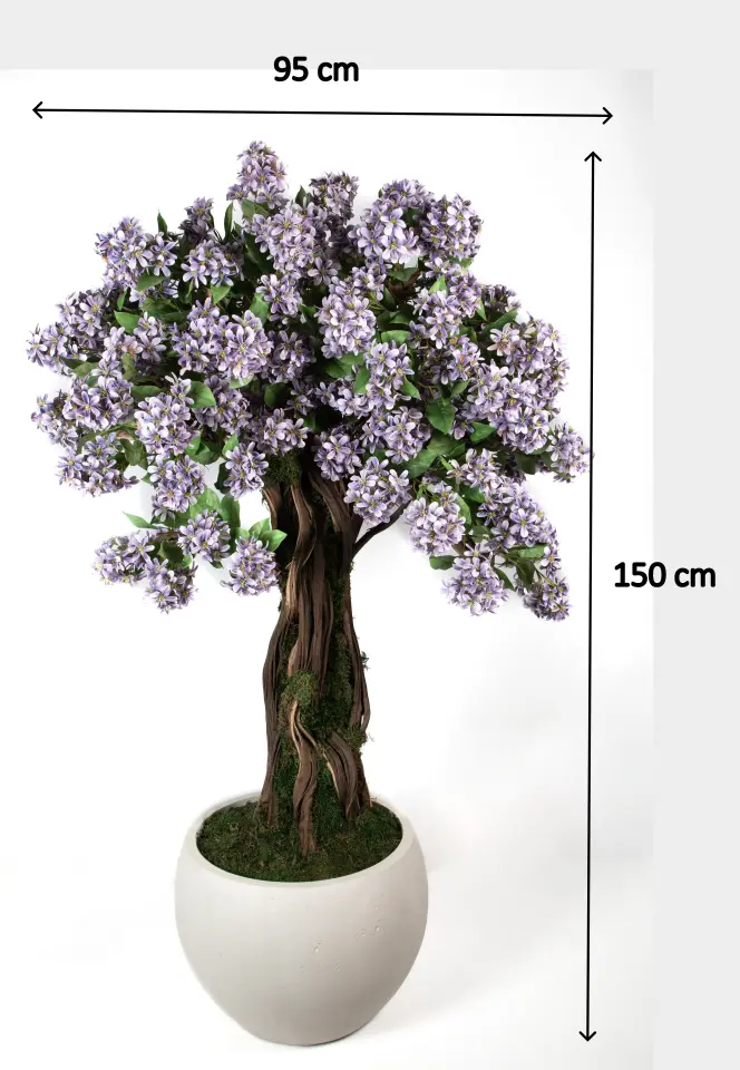 Doğal Gövdeli Yapay Bonsai Mor Dallı Ağaç Saksılı 95 X 150 cm SA3645-001